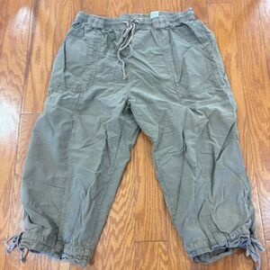 HILLARD & HANSON Green Grey Corduroy Cargo Pants Ankle Tie Drawstring PXL 100%